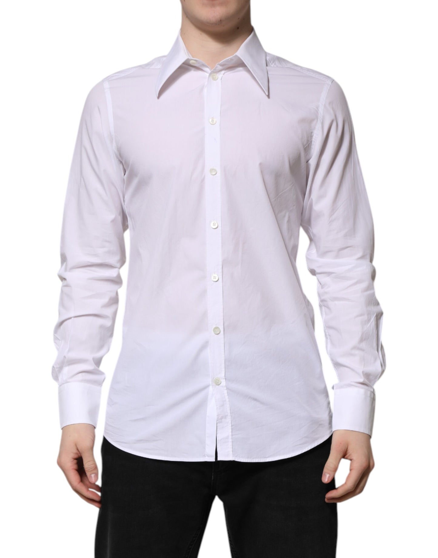 White Cotton Long Sleeves Dress Shirt
