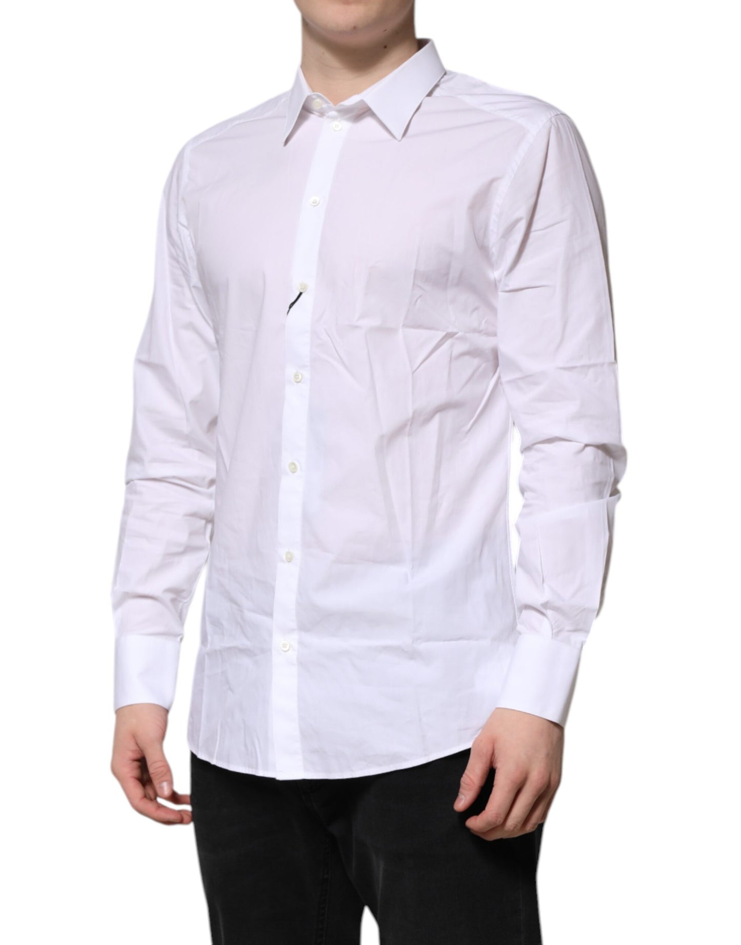 White Cotton GOLD Long Sleeves Dress Shirt