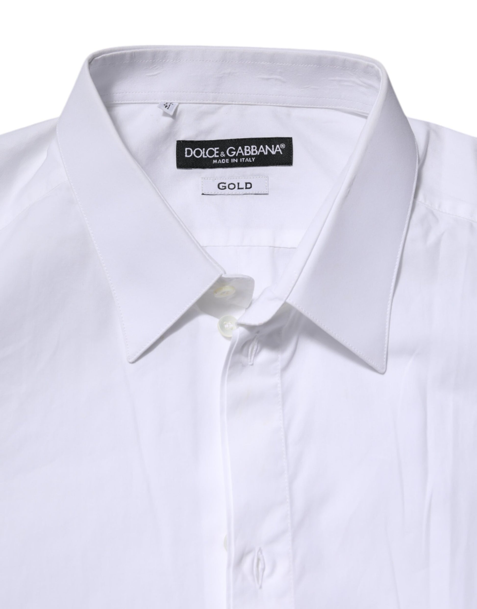 White Cotton GOLD Long Sleeves Dress Shirt