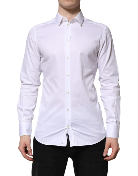 White Cotton GOLD Long Sleeve Men Dress Shirt