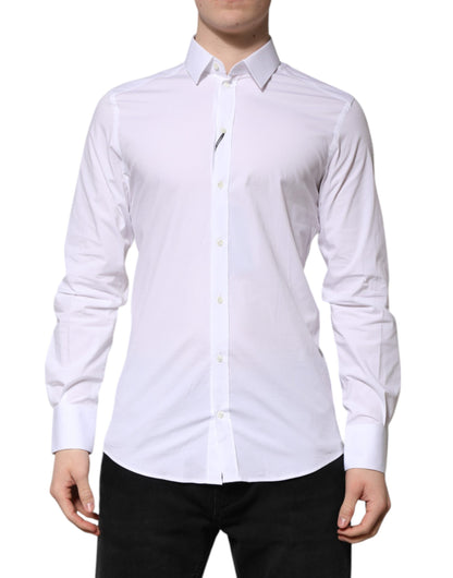 White Cotton GOLD Long Sleeve Men Dress Shirt