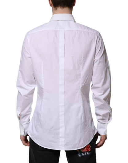 White Cotton GOLD Long Sleeves Dress Shirt