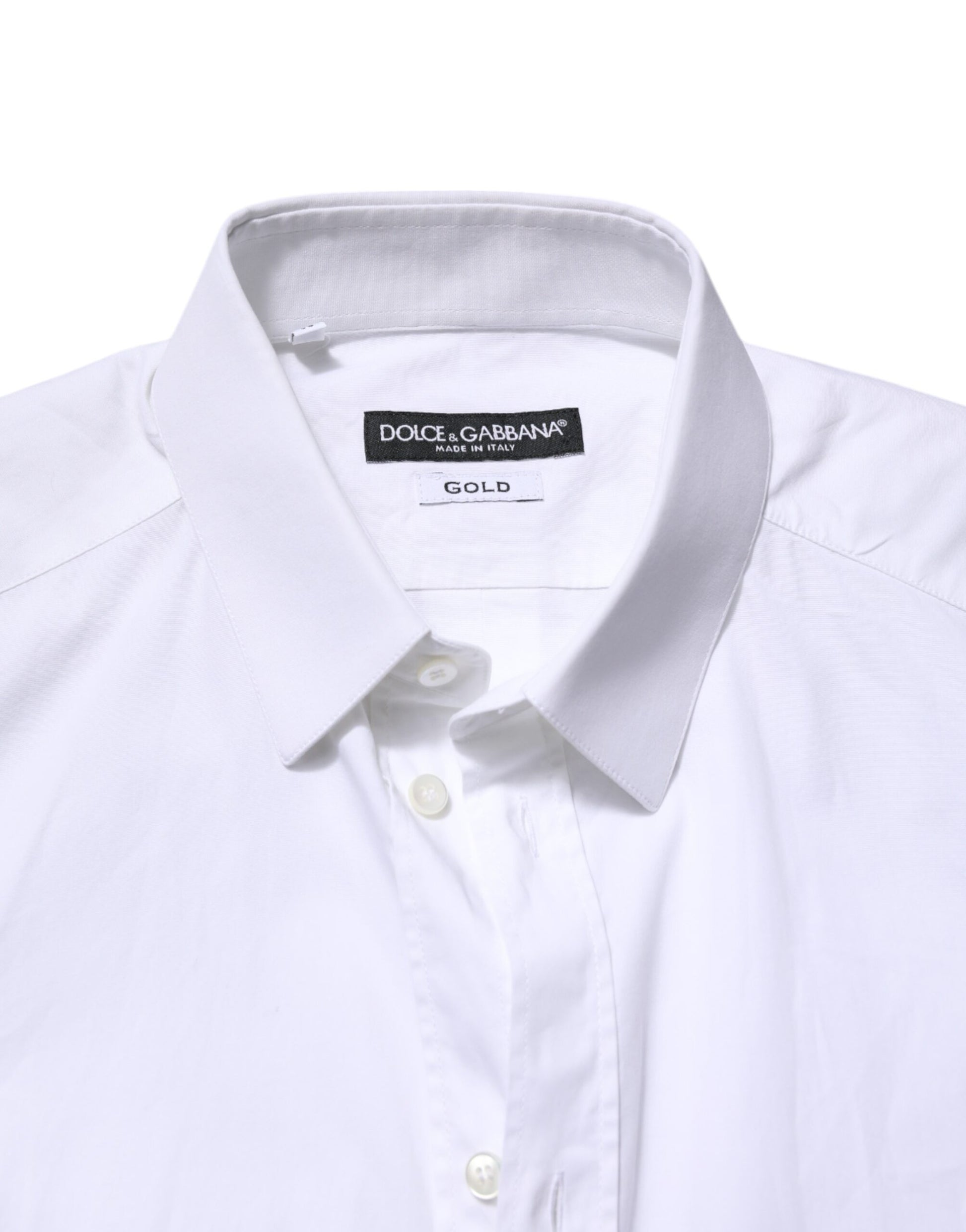 White Cotton GOLD Long Sleeves Dress Shirt
