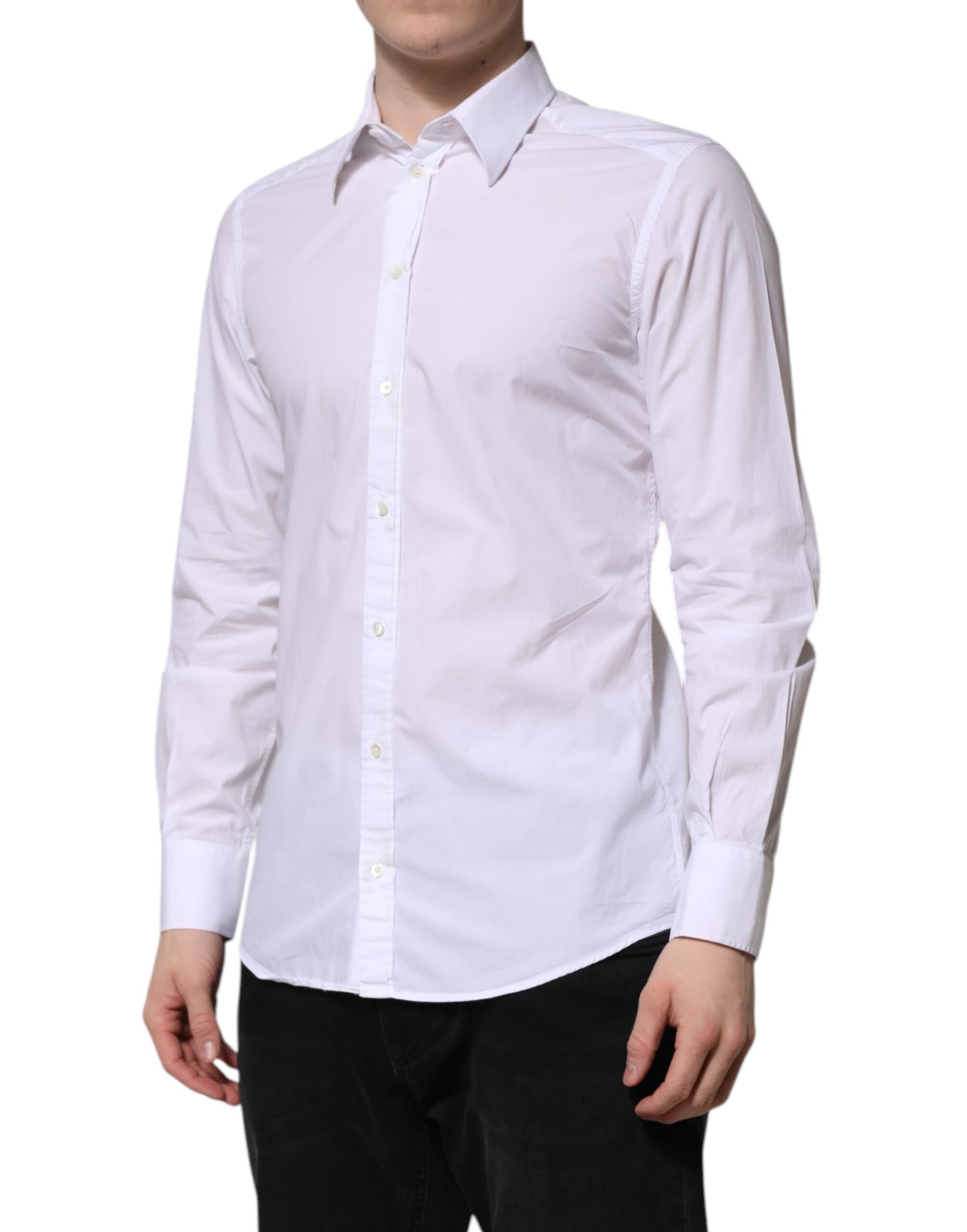 White Cotton GOLD Long Sleeves Dress Shirt