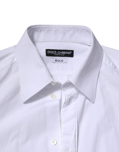 White Cotton GOLD Long Sleeves Dress Shirt