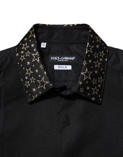 Black Cotton GOLD Long Sleeves Dress Shirt