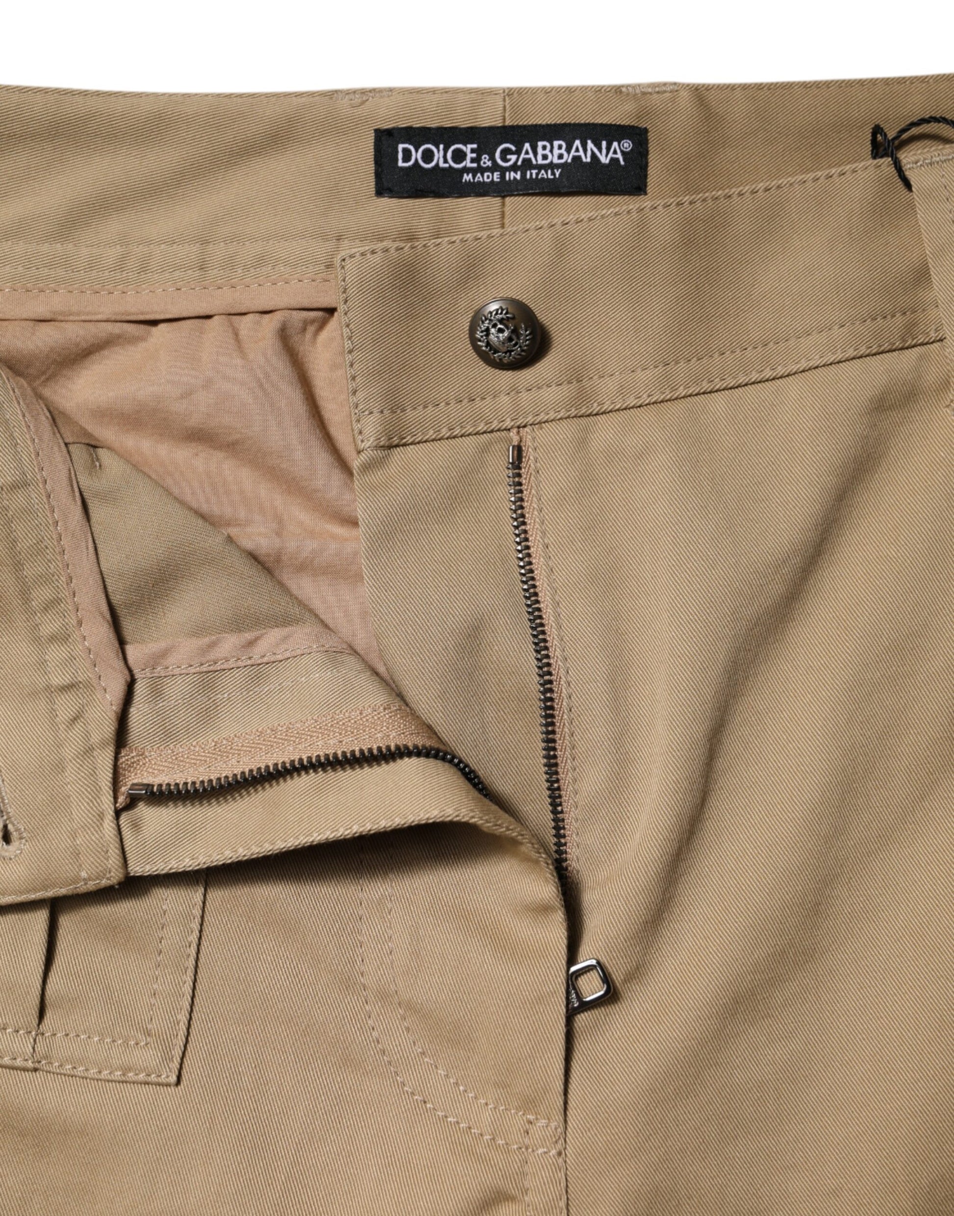 Brown Cotton Cargo Tapered Pants
