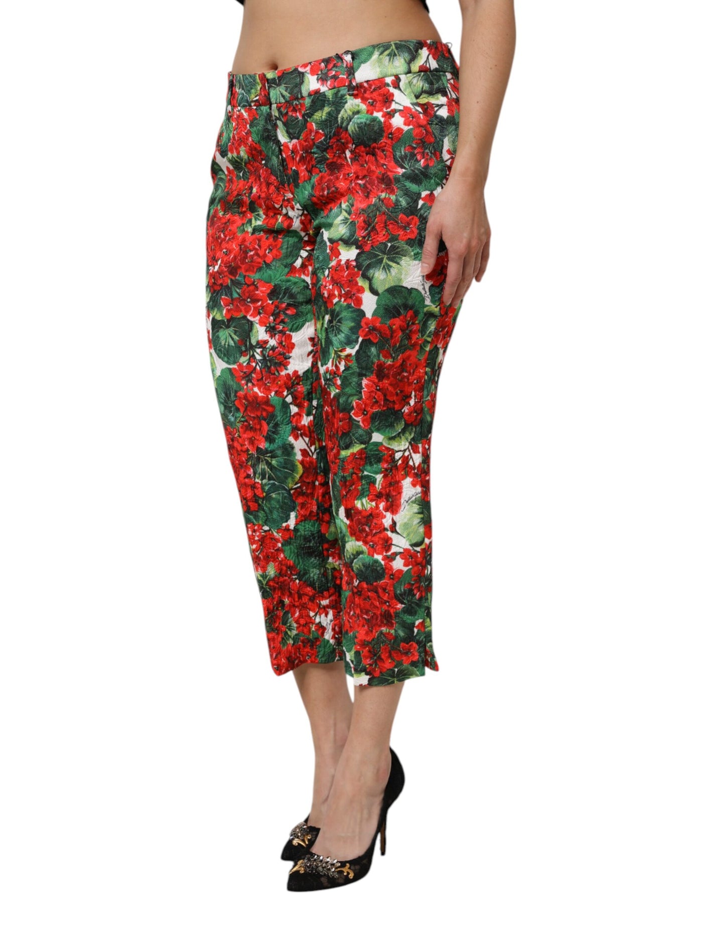 Multicolor Floral Print Cropped Pants