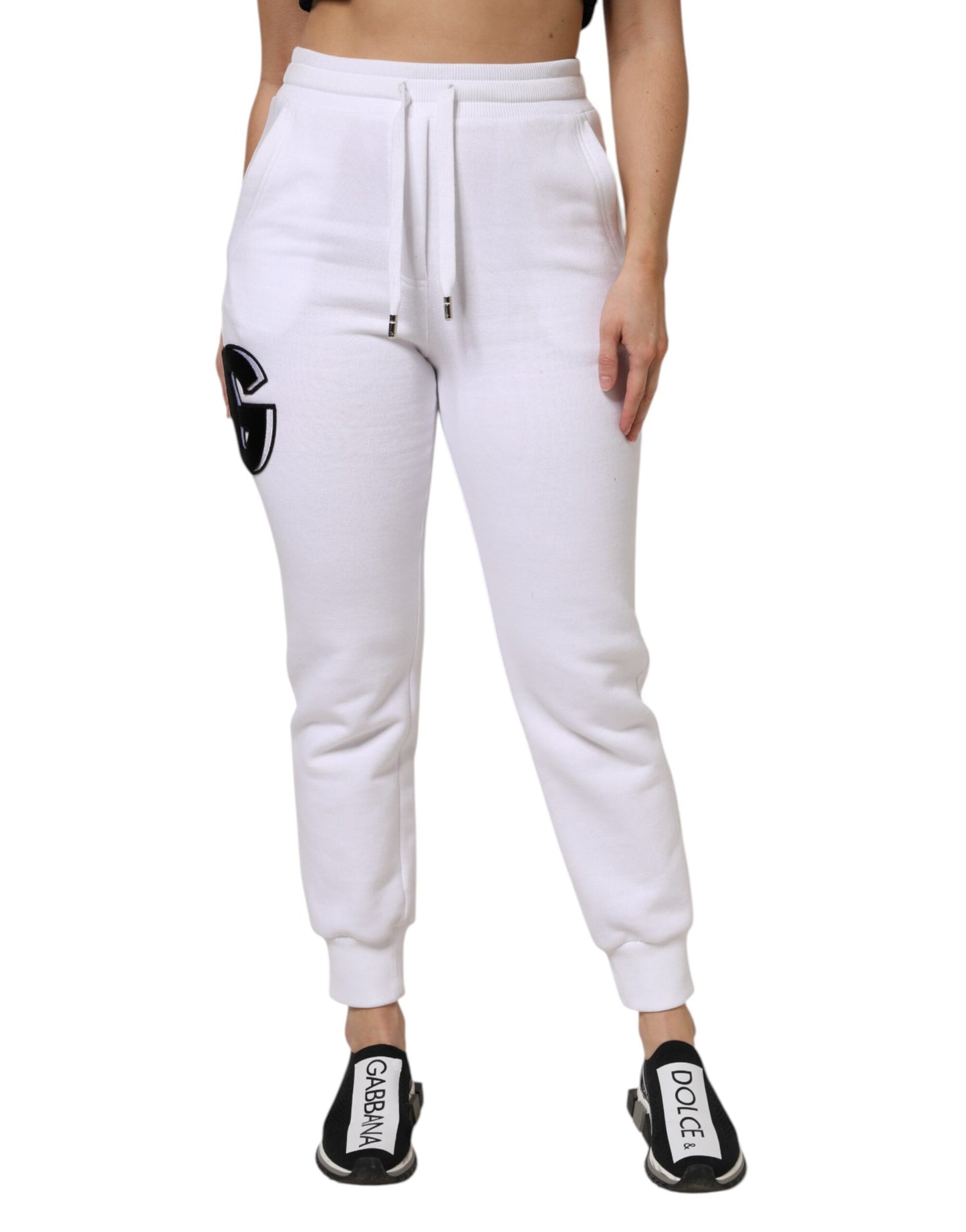 White Cotton Stretch Jogger Sweatpants Pants