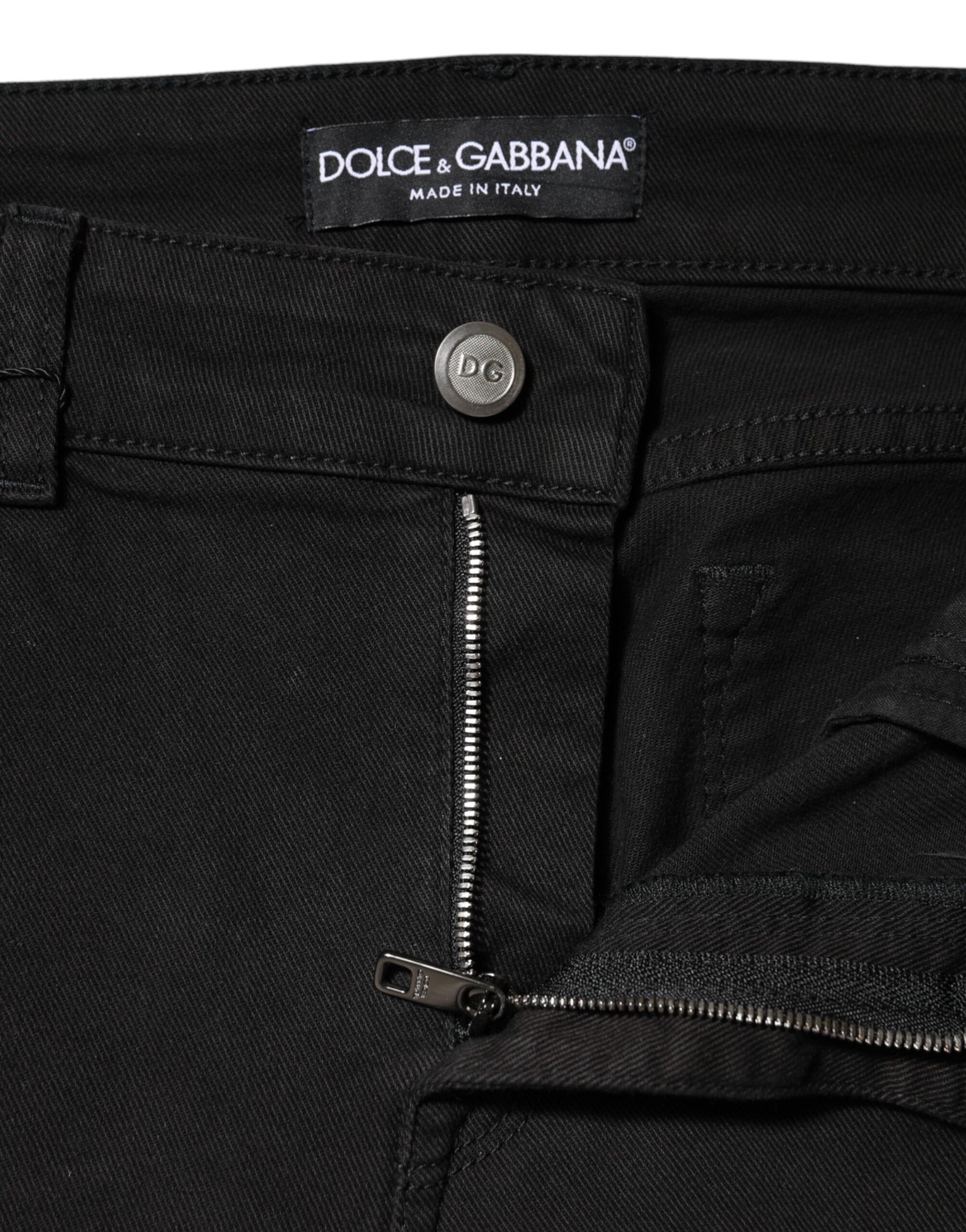 Black Cotton Mid Waist Denim Jeans
