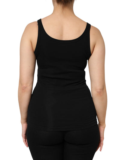 Black Cotton Stretch Sleeveless Women Tank Top