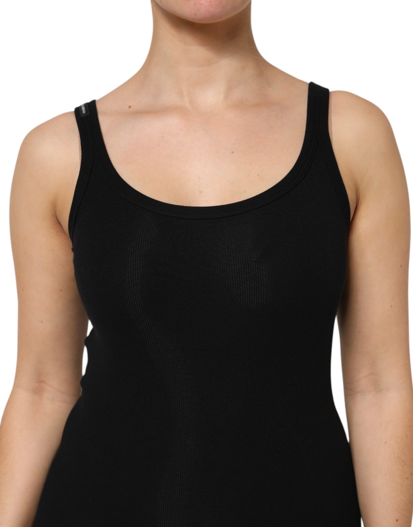 Black Cotton Stretch Sleeveless Women Tank Top