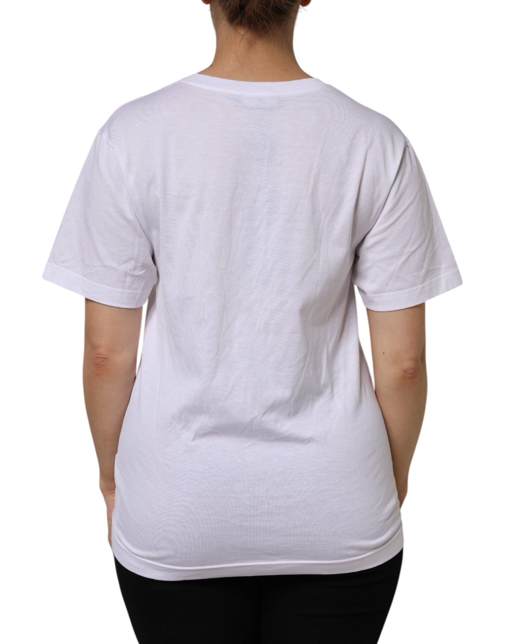White Cotton Short Sleeve V-Neck Top T-shirt