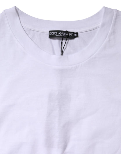 White Cotton Short Sleeve Round Neck T-shirt