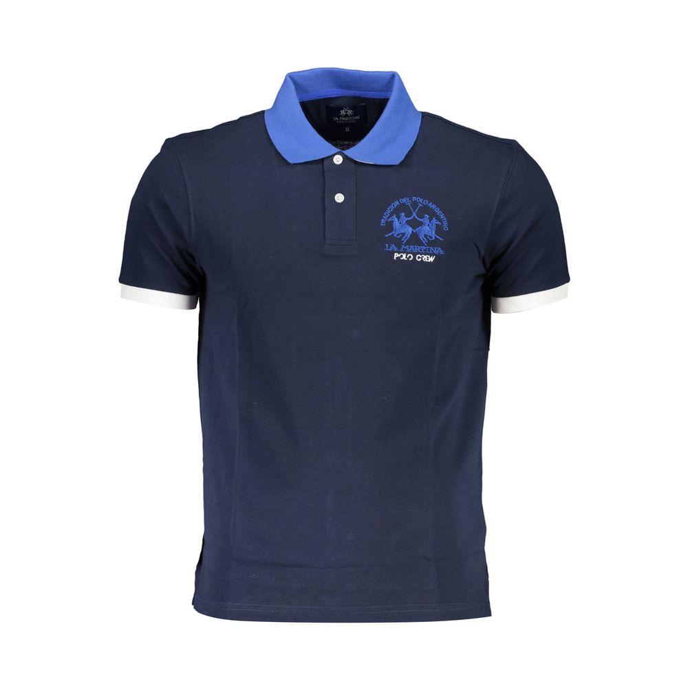 Blue Cotton Polo Shirt