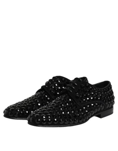 Black Suede Strass Derby Formal Shoes