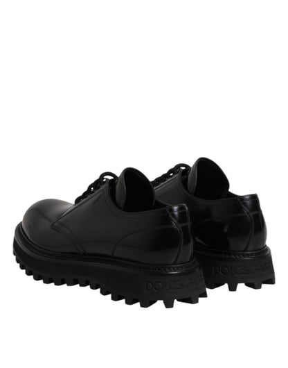 Black Leather Lace Up Derby Men Dress Shoes