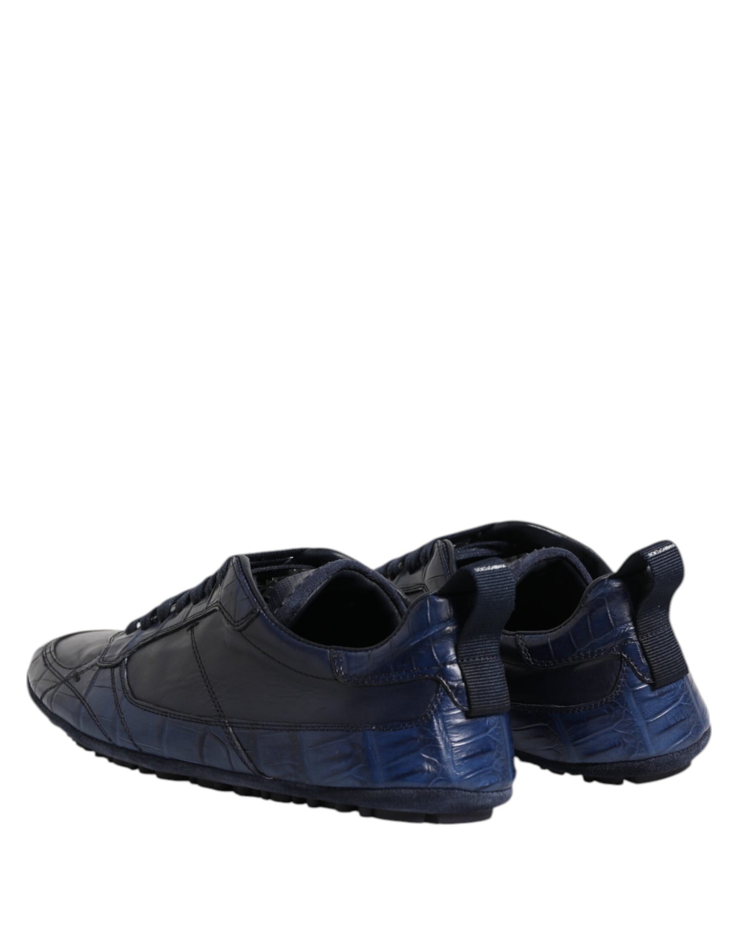 Dark Blue Leather Low Top Men Sneakers Shoes