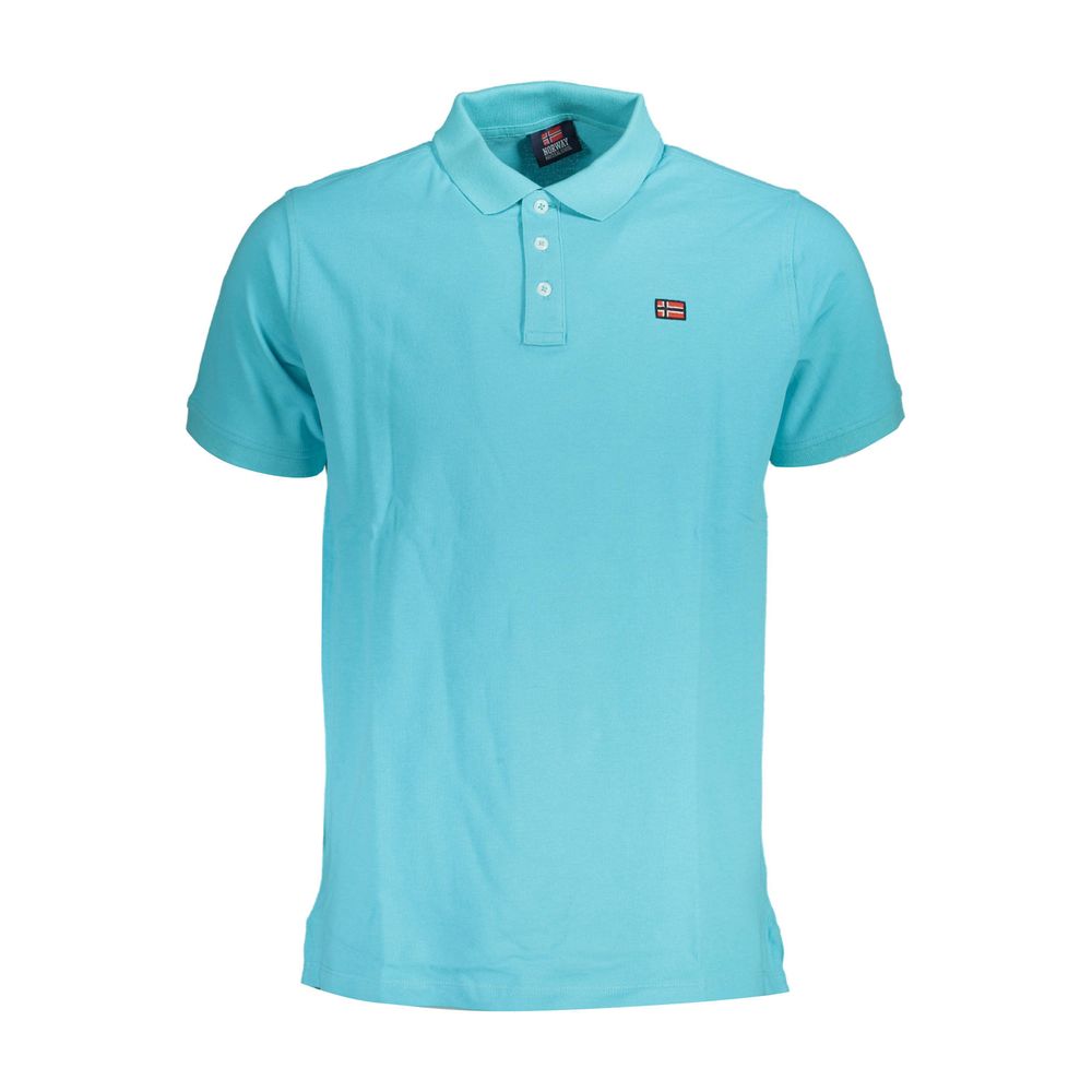 Blue Cotton Men Polo Shirt