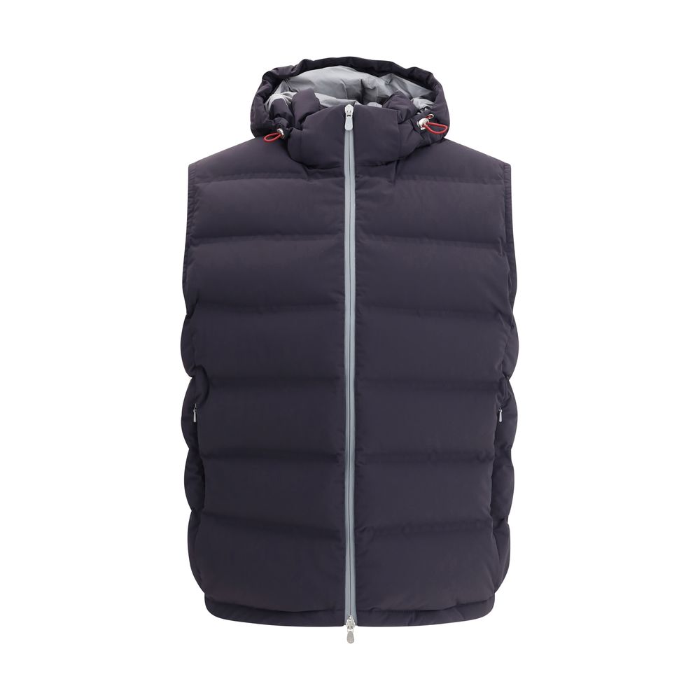 Blue Polyester Sleveless Jacket
