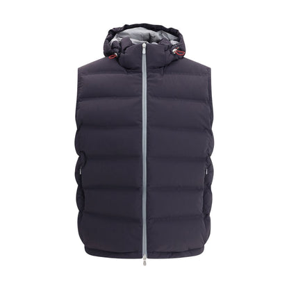 Blue Polyester Sleveless Jacket