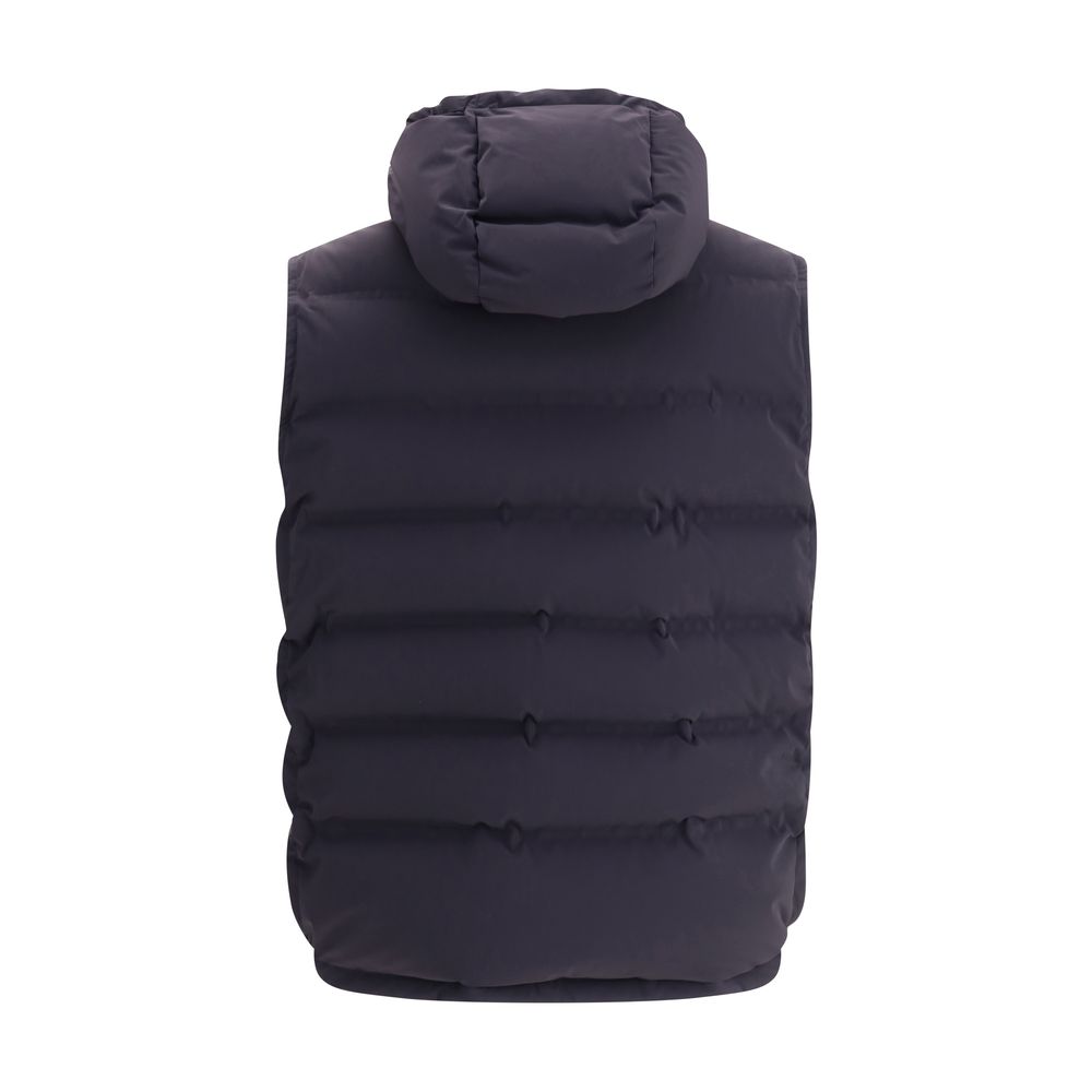 Blue Polyester Sleveless Jacket