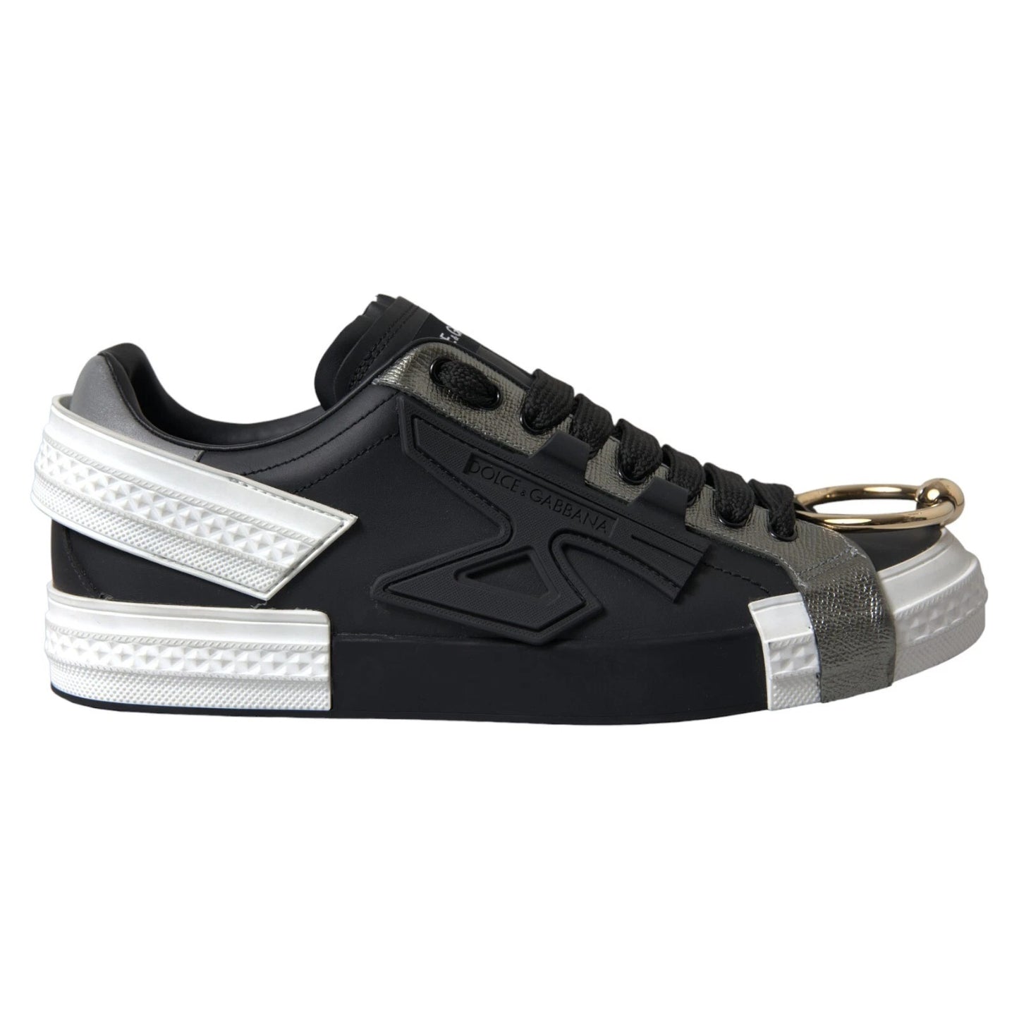 Black Leather Low Top Sneakers Portofino Shoes