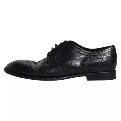Dark Blue Leather Derby Wingtip Formal Shoes