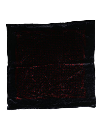 Black Red Viscose Square Men Foulard Scarf
