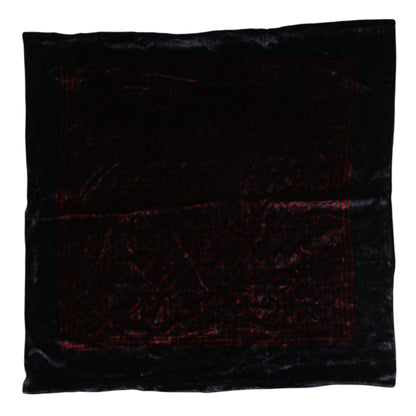 Black Red Viscose Square Men Foulard Scarf