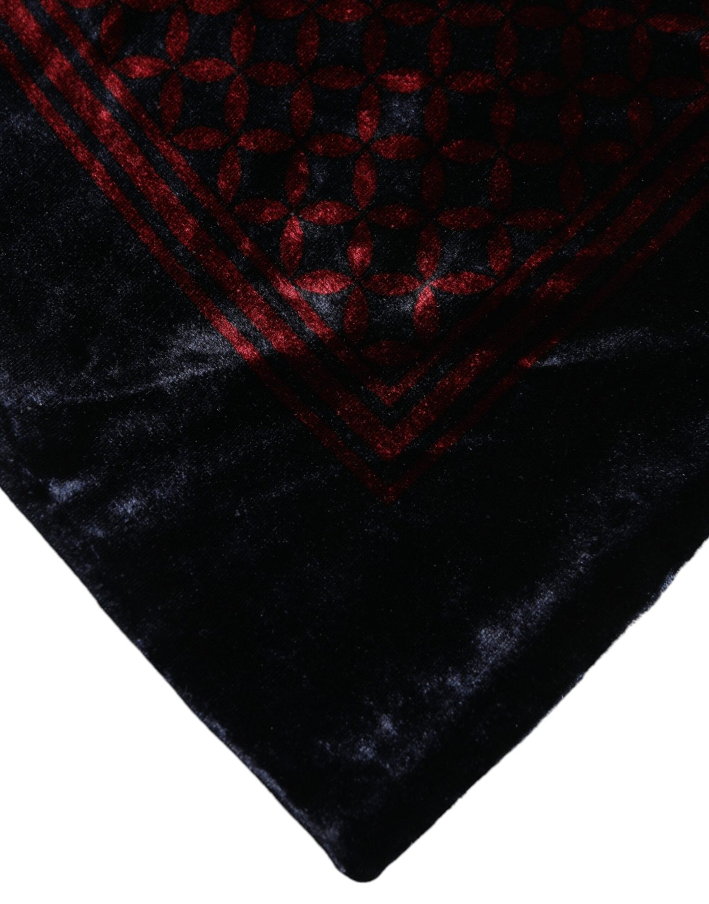 Black Red Viscose Square Men Foulard Scarf