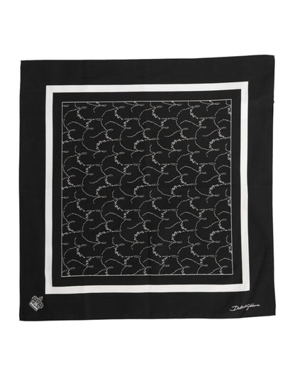 Black White Printed Square Foulard Scarf