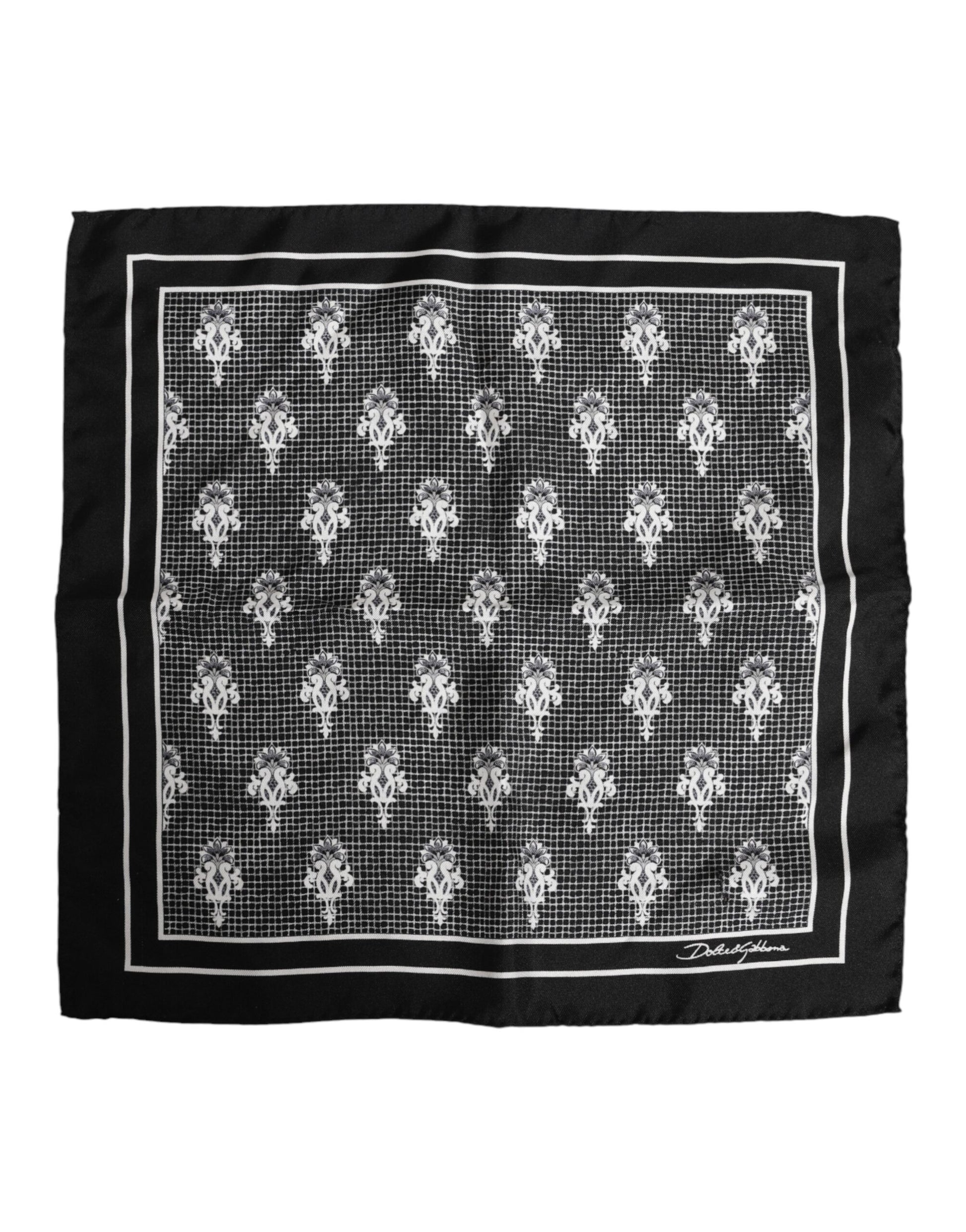 Black White Printed Square Foulard Scarf