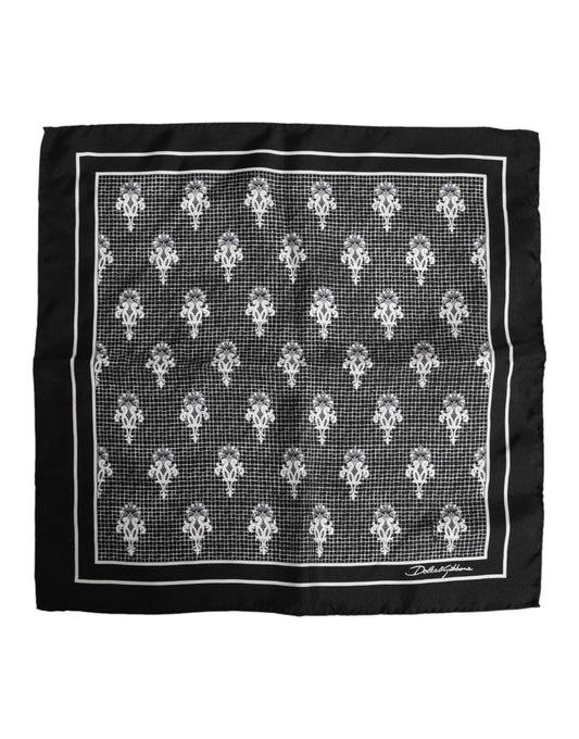 Black White Printed Square Foulard Scarf