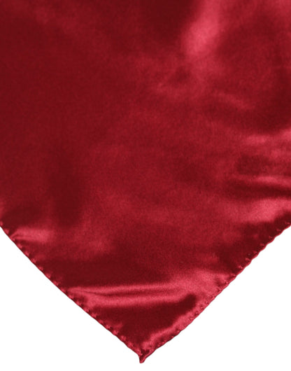Red Solid Satin Silk Square Handkerchief Scarf