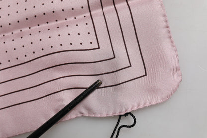 Beige Dotted Silk Square Men Foulard Scarf