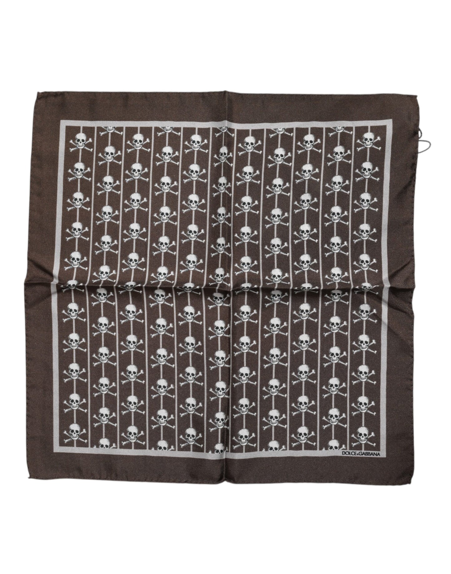 Brown Skull Silk Square Men Foulard Scarf