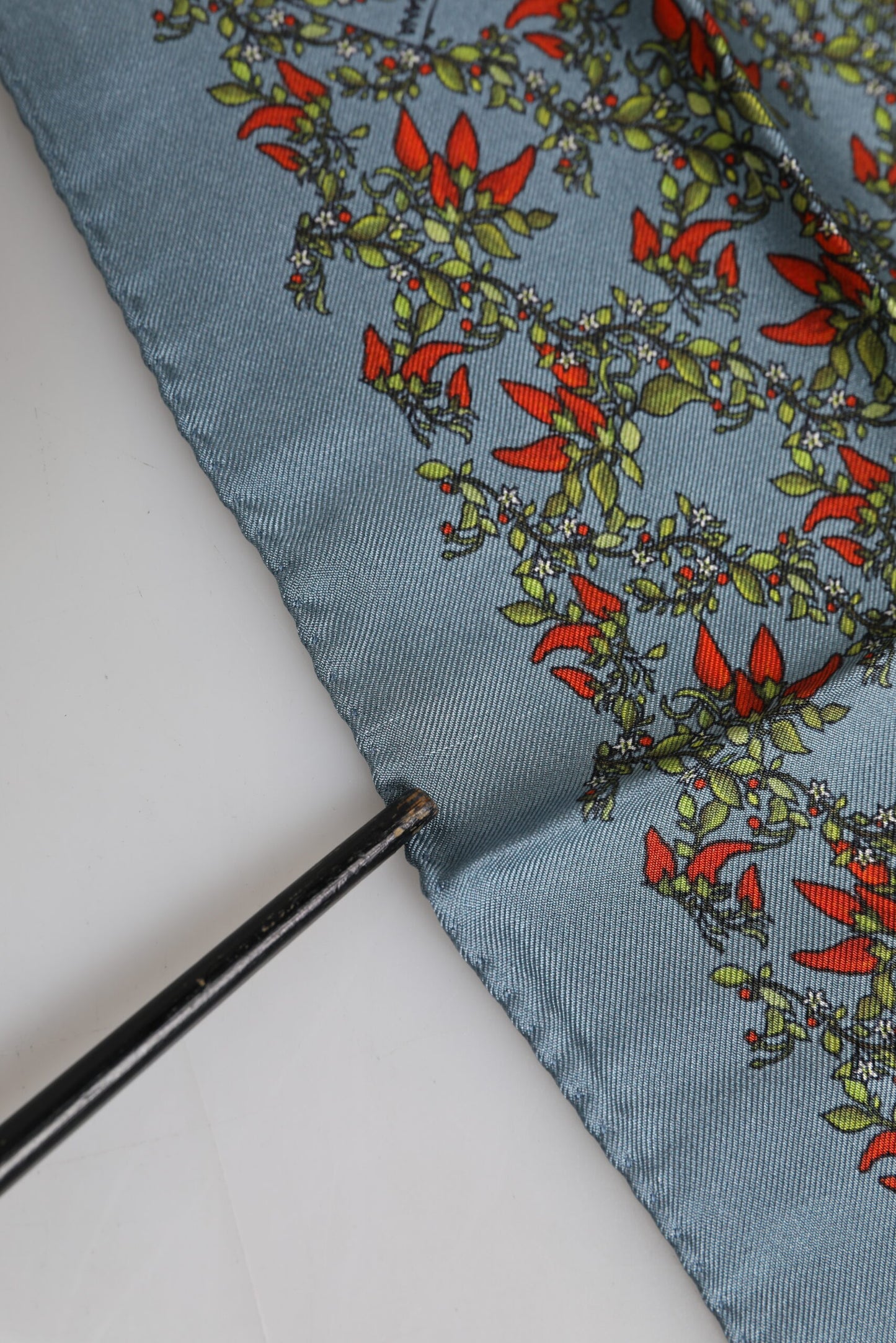 Gray Chilis Silk Square Men Foulard Scarf