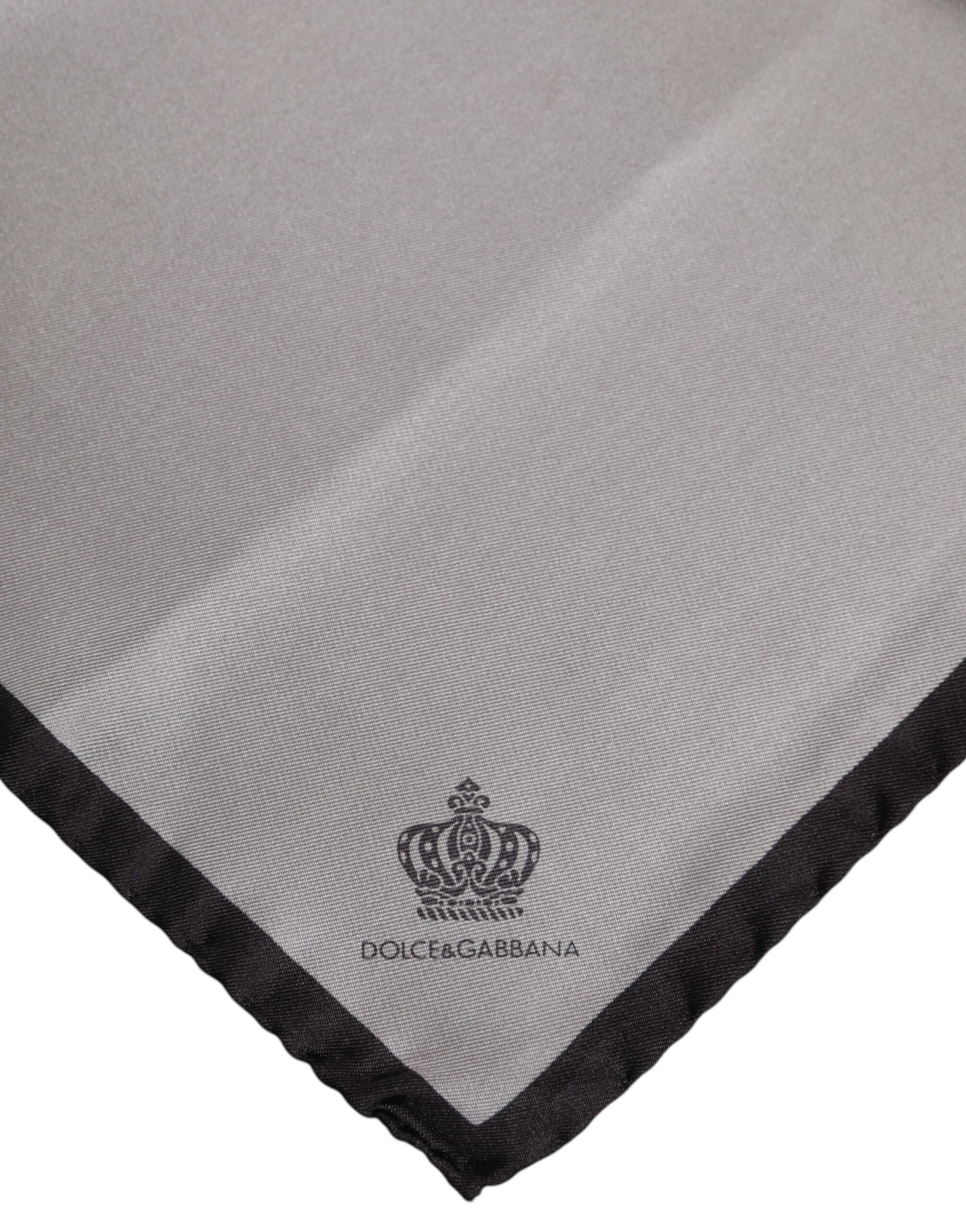 Gray DG Crown Silk Square Men Foulard Scarf