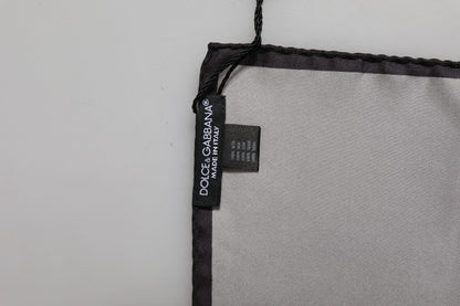 Gray DG Crown Silk Square Men Foulard Scarf