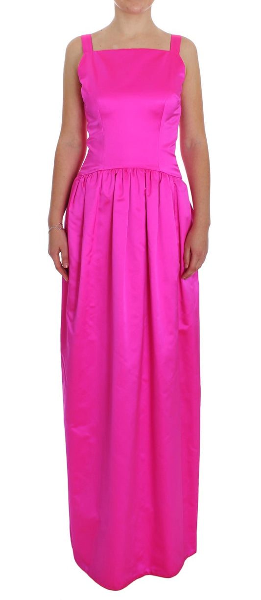 Elegant Silk Full Length Pink Sheath Dress