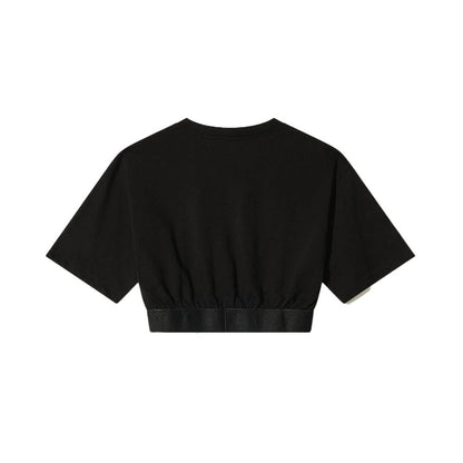 Black Cotton Women T-Shirt