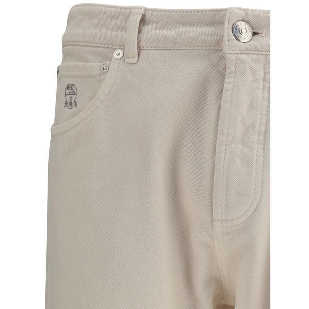 Cream Cotton Jeans Denim