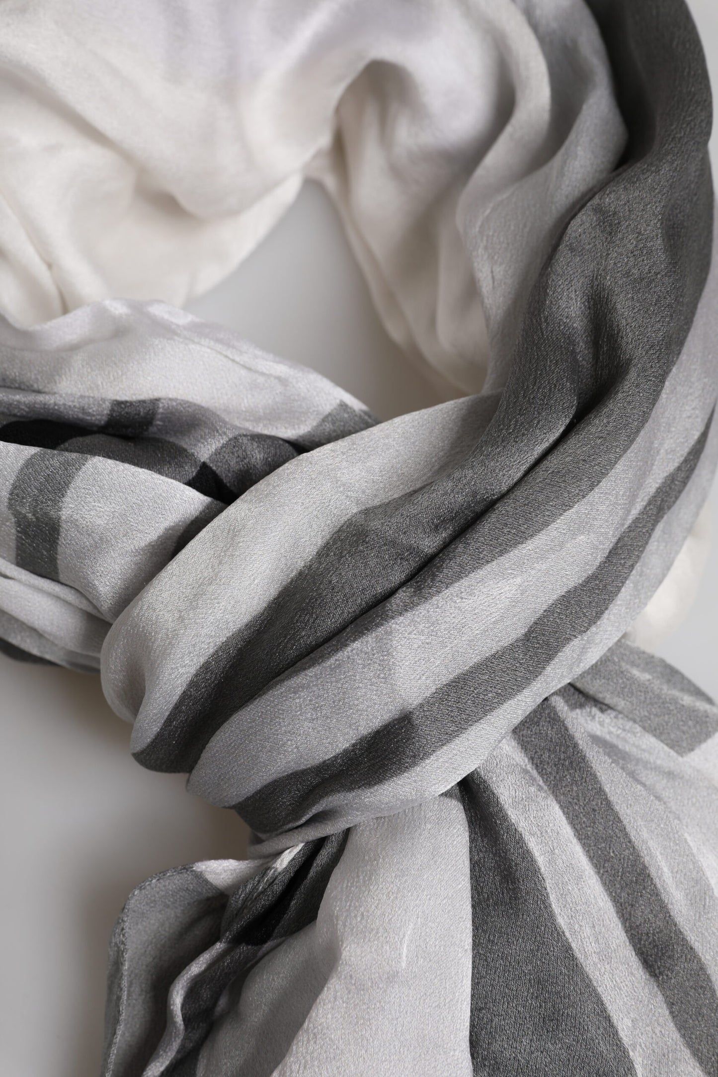 White Black Silk Warmer Wrap Foulard Scarf