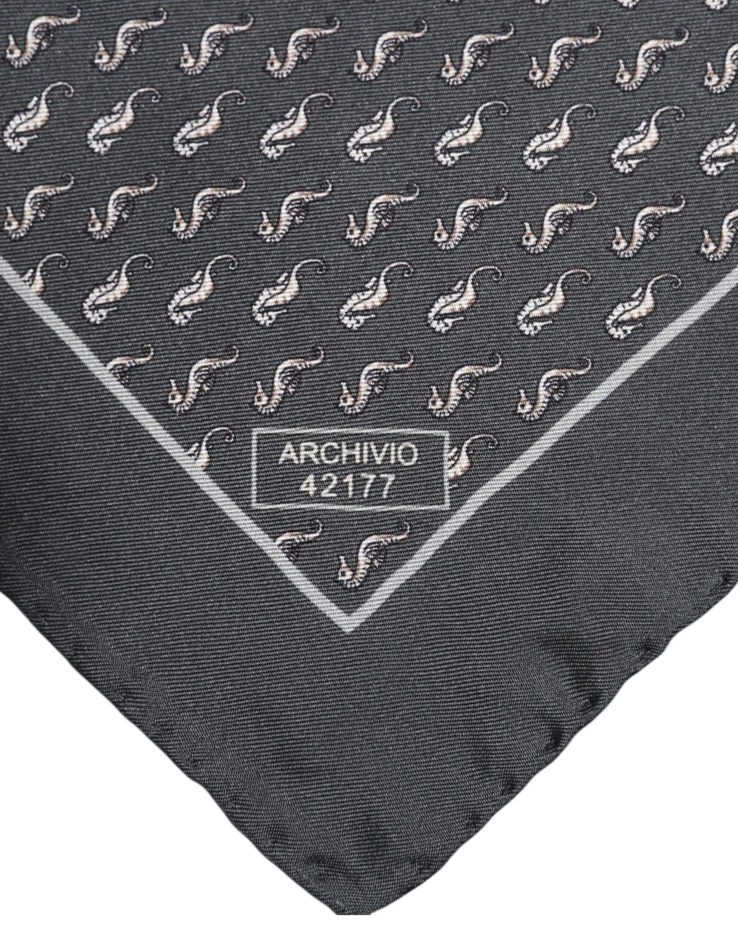 Black Fish Print Silk Square Men Foulard Scarf