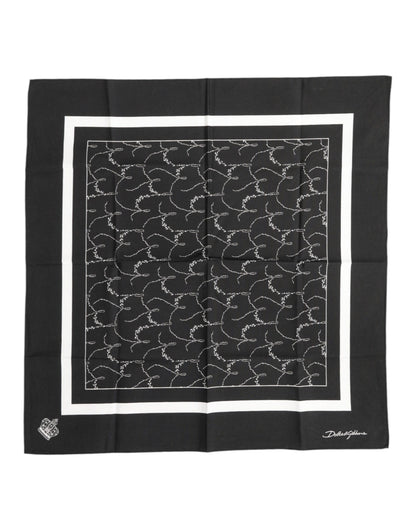 Black White Printed Square Men Foulard Scarf