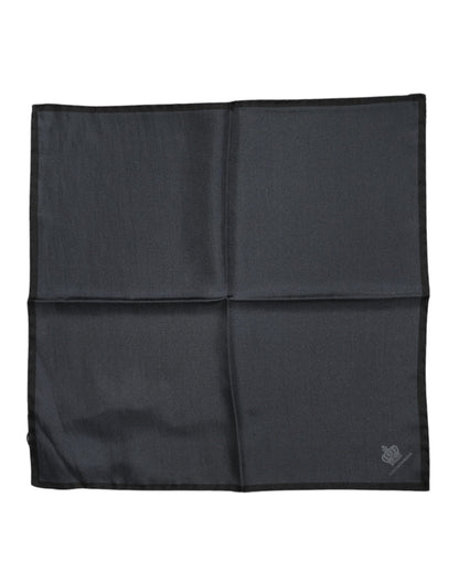 Dark Gray DG Crown Silk Square Foulard Scarf