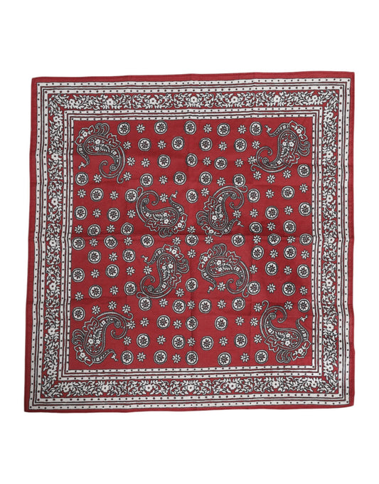 Red Floral Cotton Square Foulard Scarf