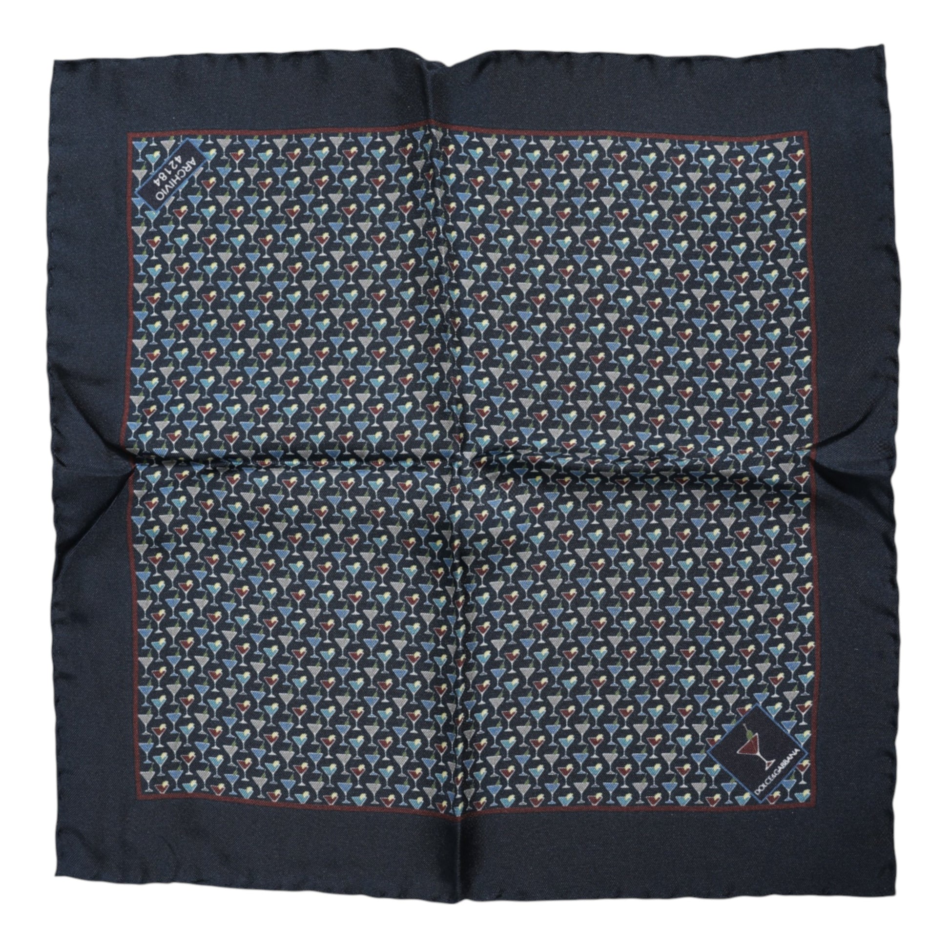 Blue Cocktail Silk Square Foulard Scarf
