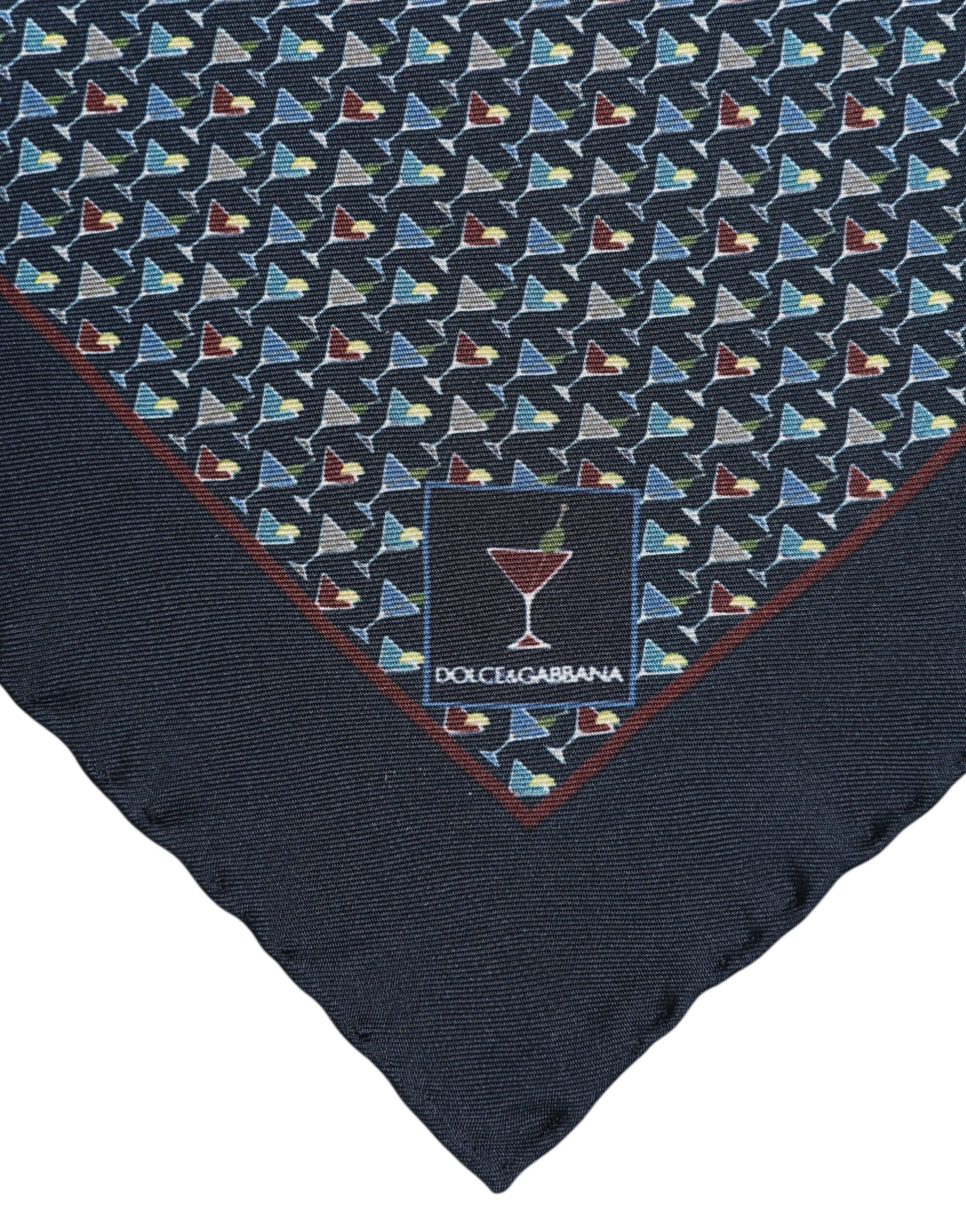 Blue Cocktail Silk Square Foulard Scarf